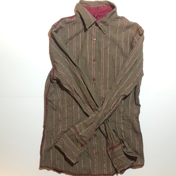 Dress Shirt Crinkle Top Stripped NWT - Picture 2 of 4